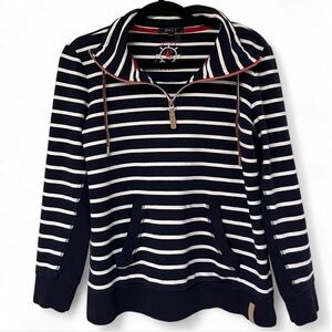 Orly Navy Stripped Quarter Zip Sweatshirt